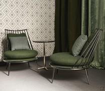 Aurora Fauteuils à 4 pieds de Cantori avec structure en nickel noir et revêtement en tissu Aspen vert